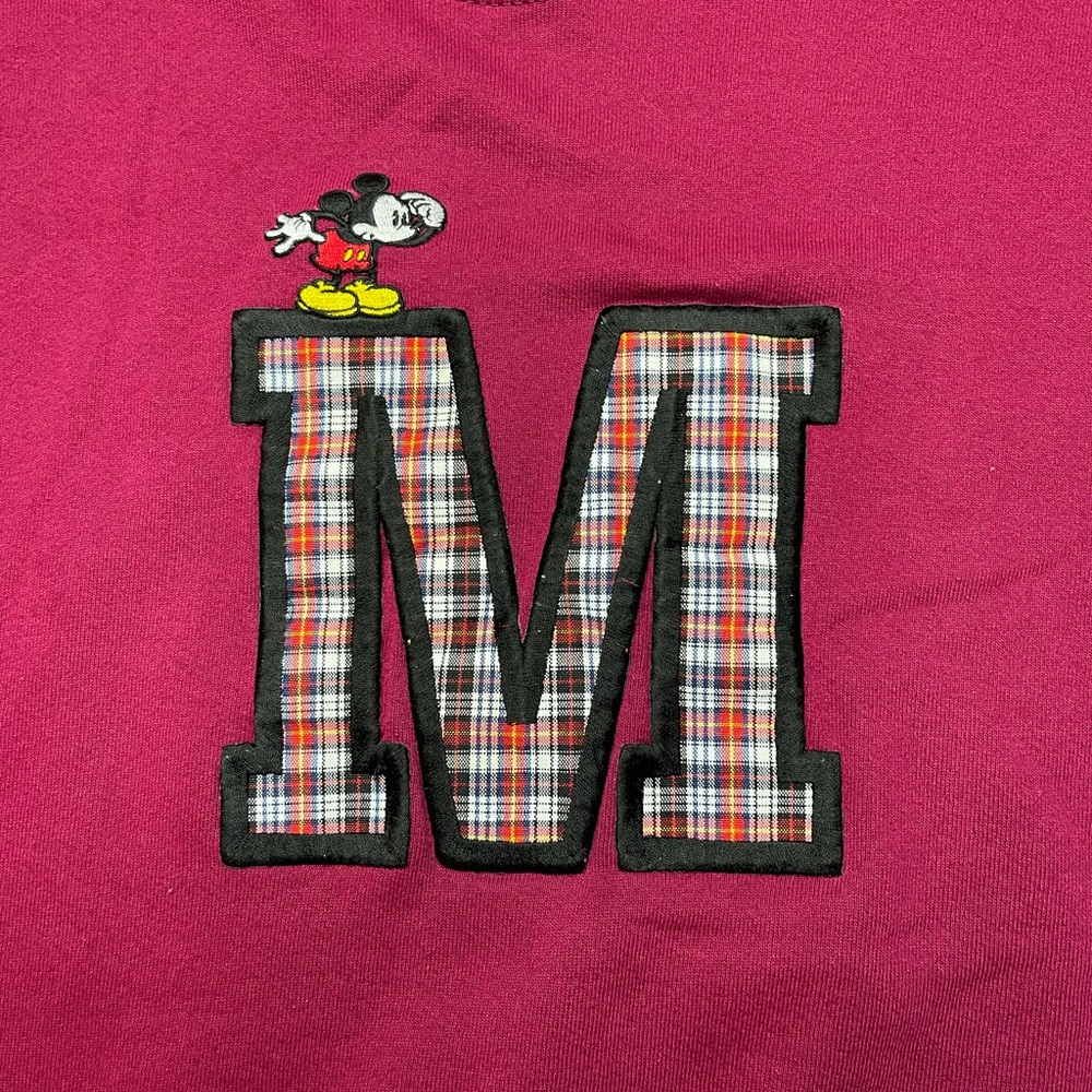 Mickey & Co. by Disney Vintage Mickey Mouse “M” Plaid Sweatshirt | Size XL - Picture 2 of 3